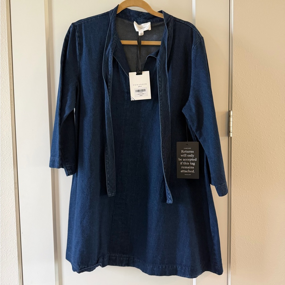 Pomander Place Denim Tunic Dress NWT Size Large Chambray Shift Dress